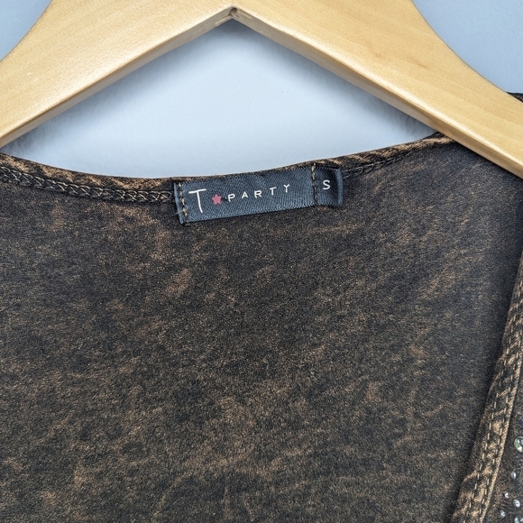 Y2K T Party Western Embroidered Diamond Bedazzled Denim Vest Woman's Small - Picture 4 of 4